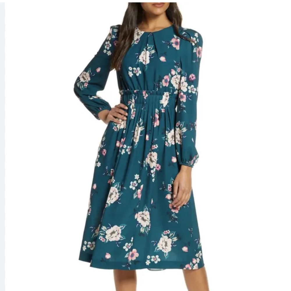 Eliza J Floral Pleated Midi Dress size 2